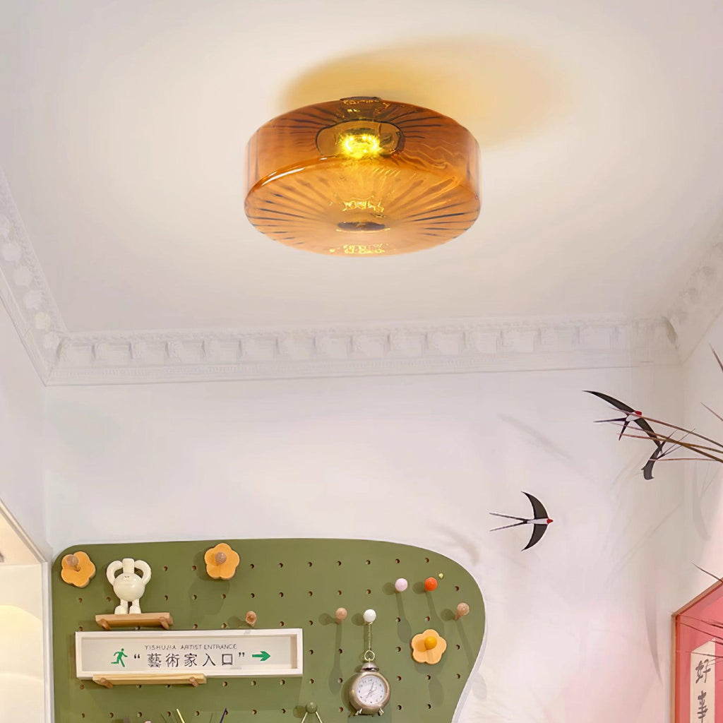 June  Amber Glass  Ceiling Light