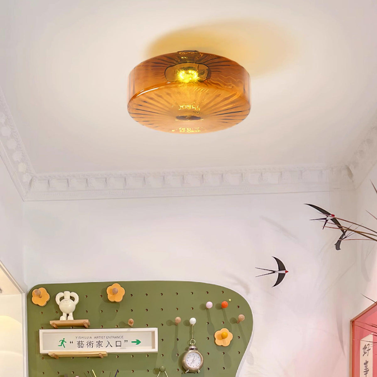 June  Amber Glass  Ceiling Light
