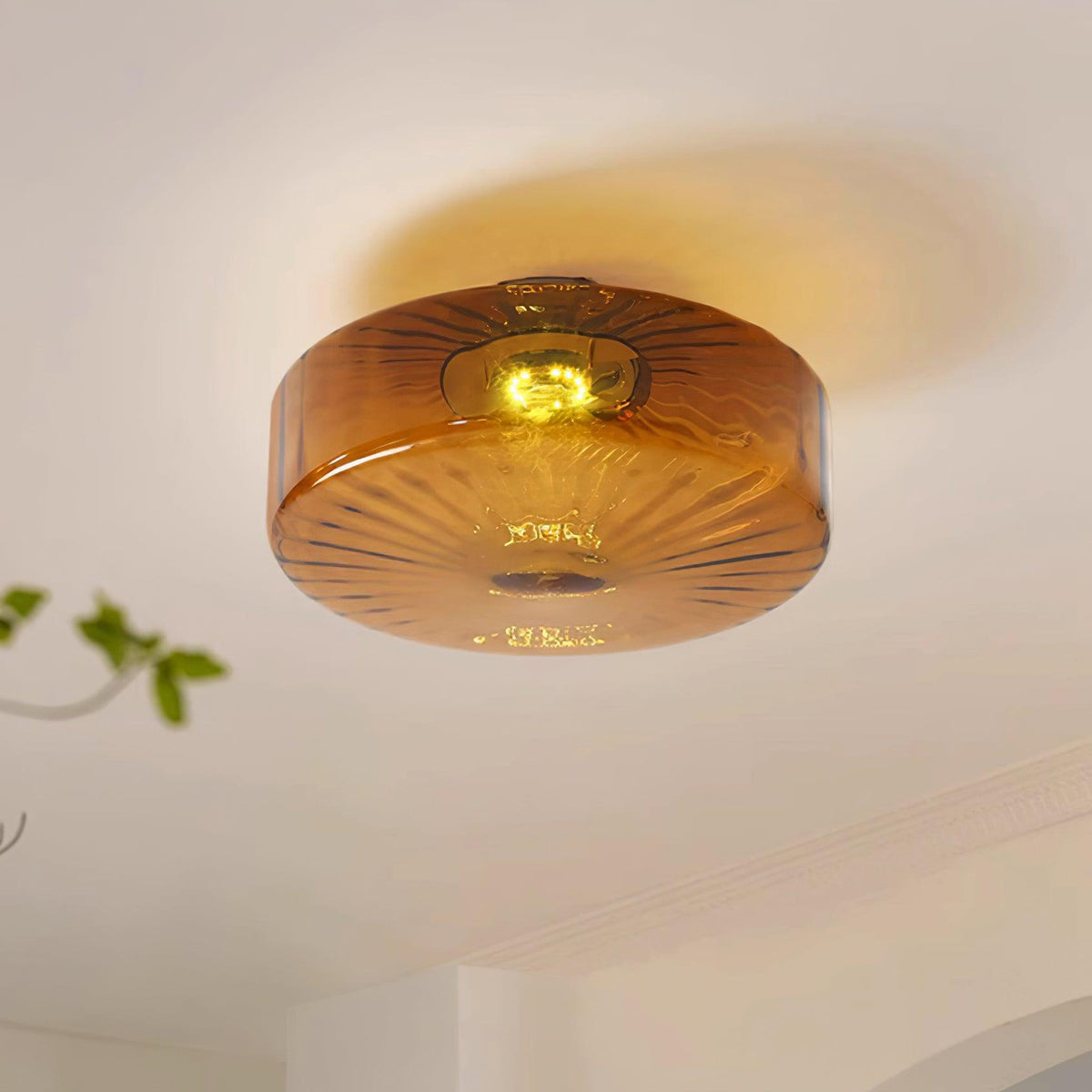 June  Amber Glass  Ceiling Light
