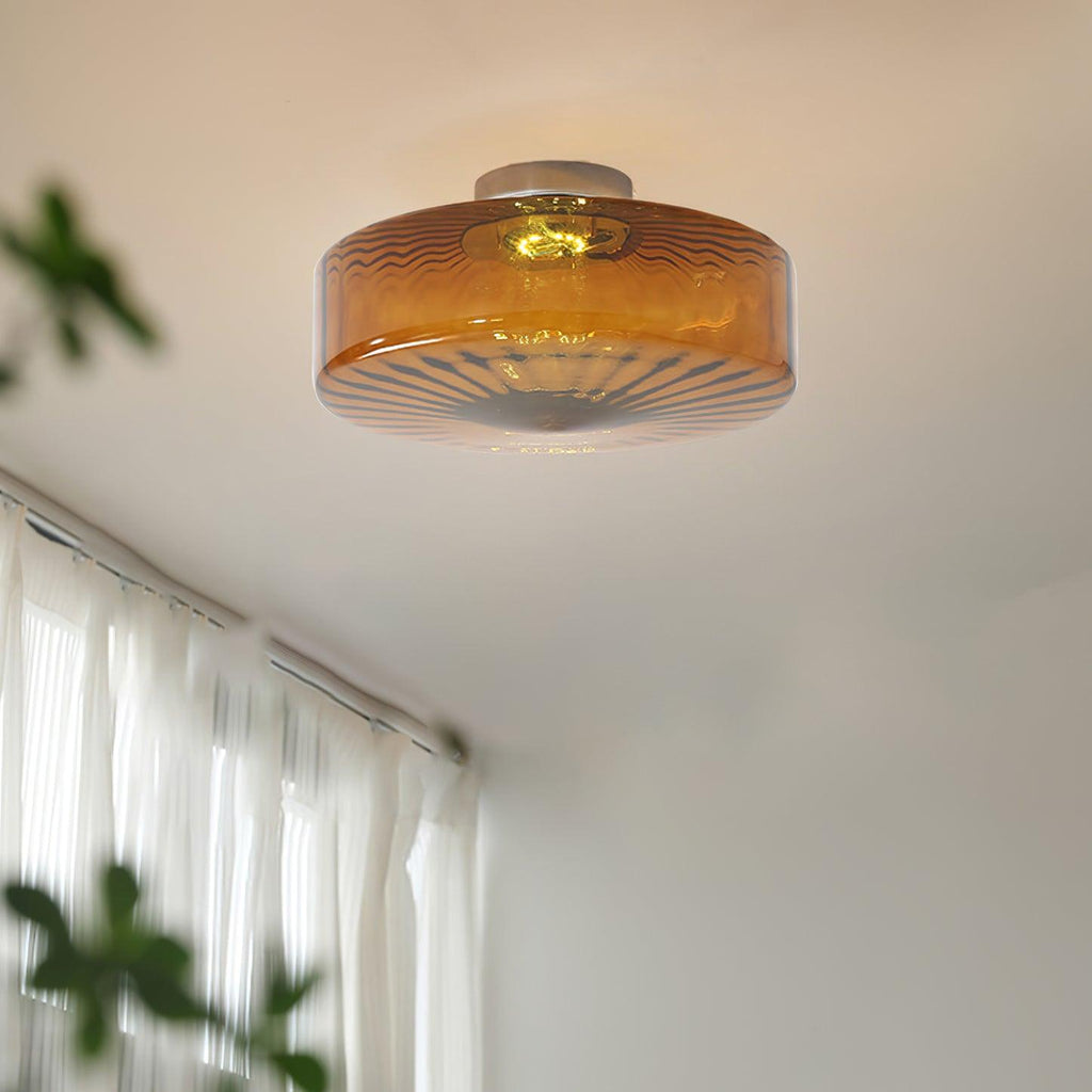 June  Amber Glass  Ceiling Light