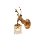 Antler Crystal Wall Lamp Branching Metal LED Warm White Bedroom Living Room — Gold Black