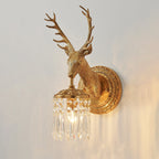 Antler Crystal Wall Lamp Branching Metal LED Warm White Bedroom Living Room — Gold Black