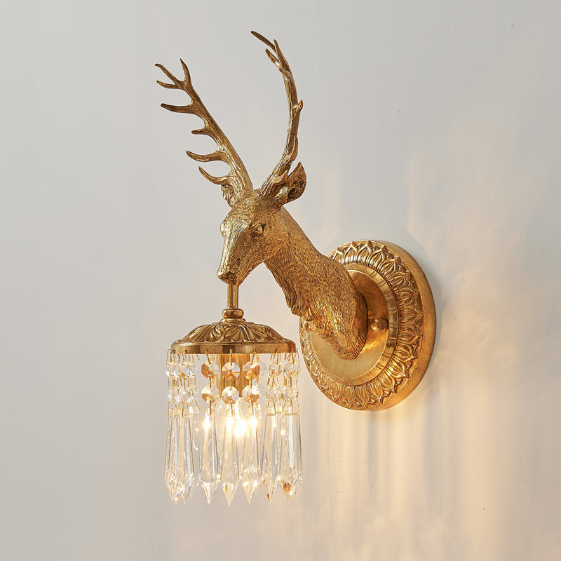 Antler Crystal Wall Lamp Branching Metal LED Warm White Bedroom Living Room — Gold Black