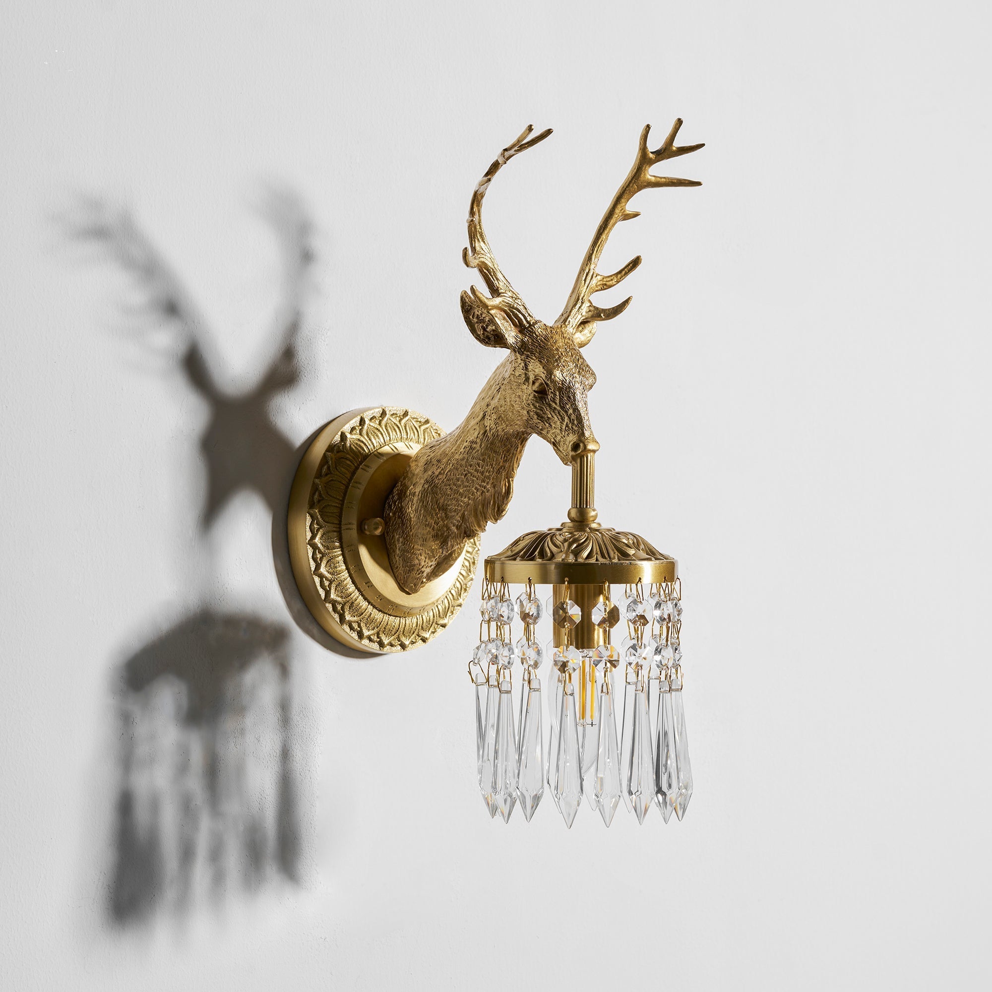 Antler Crystal Wall Lamp Branching Metal LED Warm White Bedroom Living Room — Gold Black