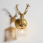 Antler Crystal Wall Lamp Branching Metal LED Warm White Bedroom Living Room — Gold Black