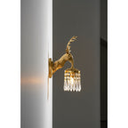 Antler Crystal Wall Lamp Branching Metal LED Warm White Bedroom Living Room — Gold Black