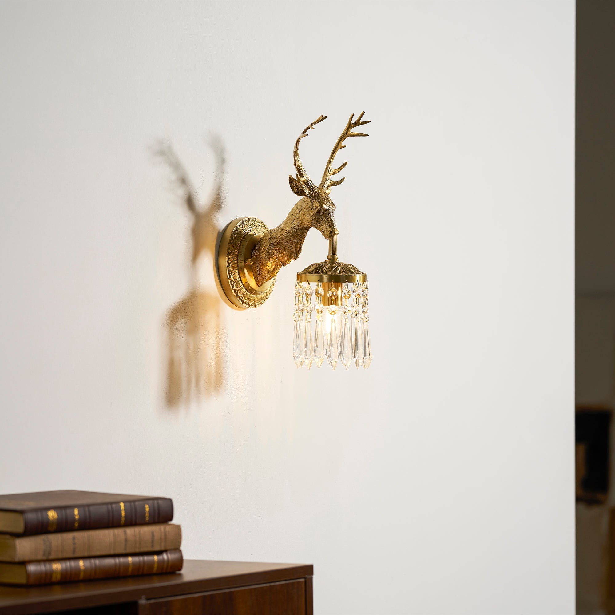 Antler Crystal Wall Lamp Branching Metal LED Warm White Bedroom Living Room — Gold Black