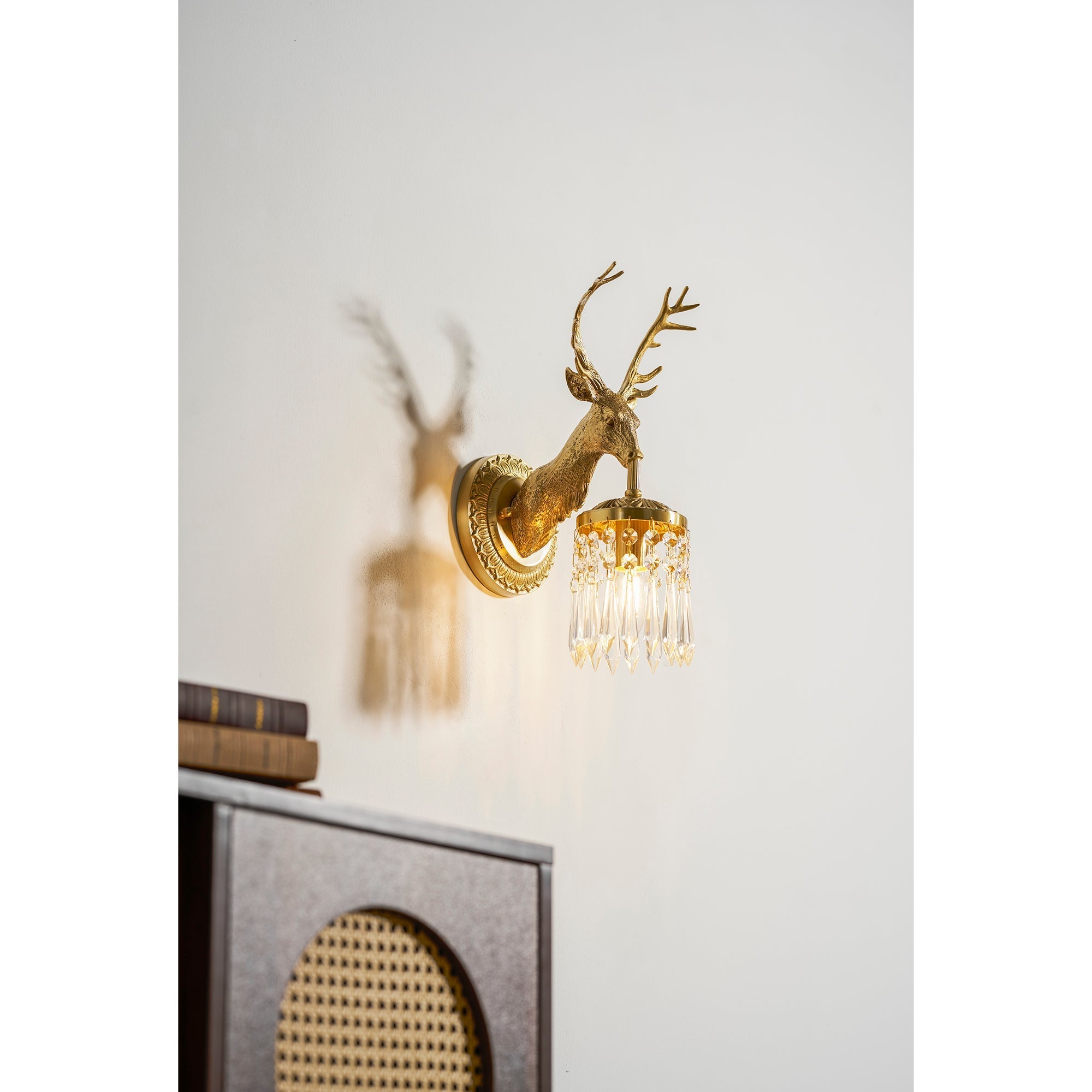 Antler Crystal Wall Lamp Branching Metal LED Warm White Bedroom Living Room — Gold Black