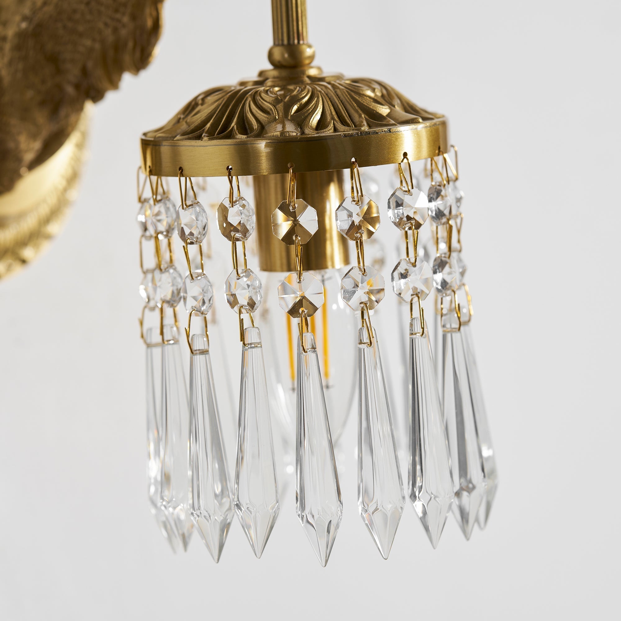 Antler Crystal Wall Lamp Branching Metal LED Warm White Bedroom Living Room — Gold Black