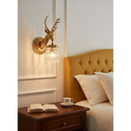 Antler Crystal Wall Lamp Branching Metal LED Warm White Bedroom Living Room — Gold Black