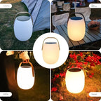 Solar Portable Outdoor Lantern Frosted Globe Warm White Gold Handle — Small Large
