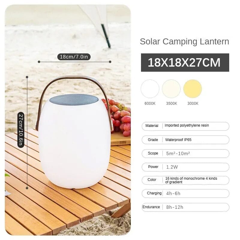 Solar Portable Outdoor Lantern Frosted Globe Warm White Gold Handle — Small Large