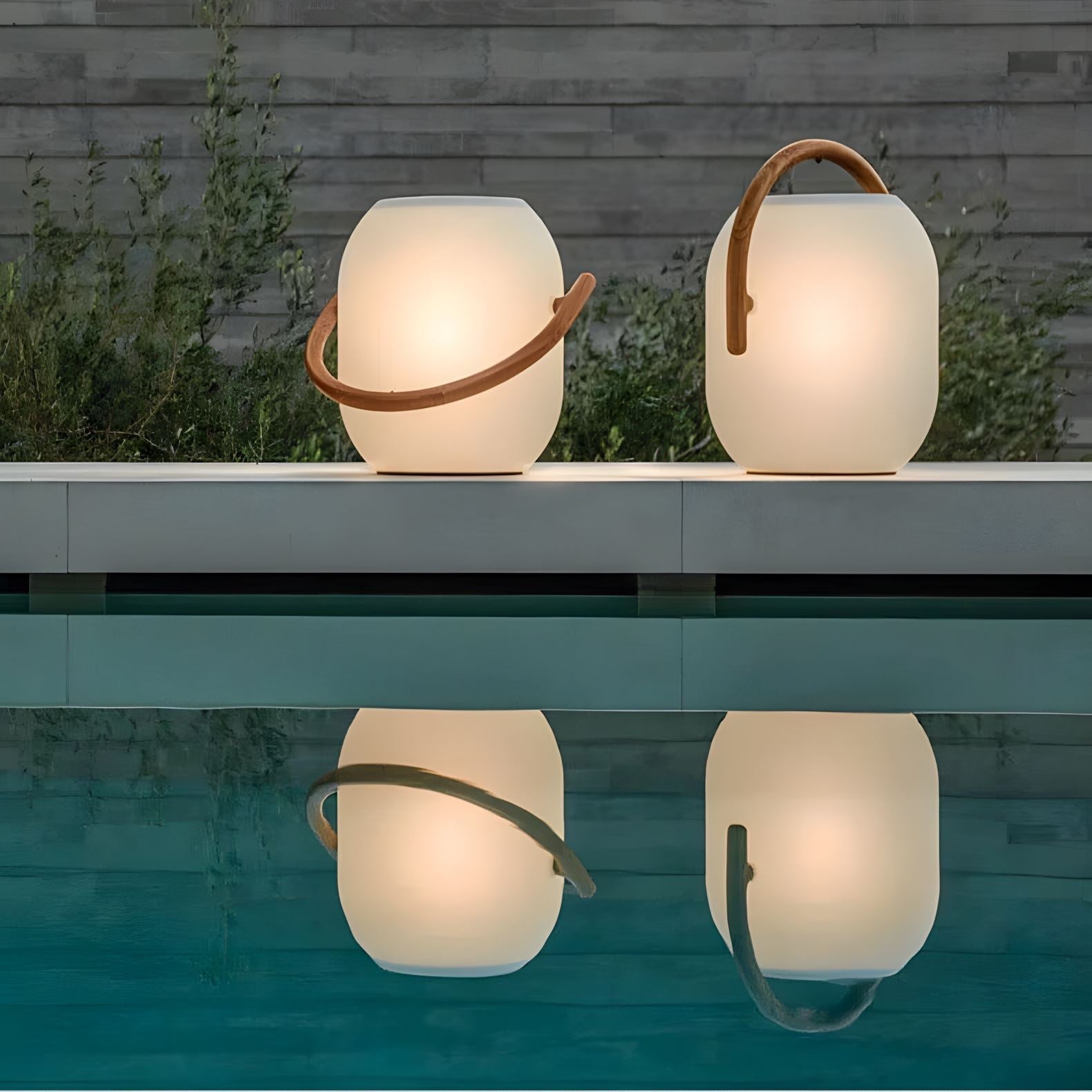 Solar Portable Outdoor Lantern Frosted Globe Warm White Gold Handle — Small Large