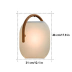 Solar Portable Outdoor Lantern Frosted Globe Warm White Gold Handle — Small Large