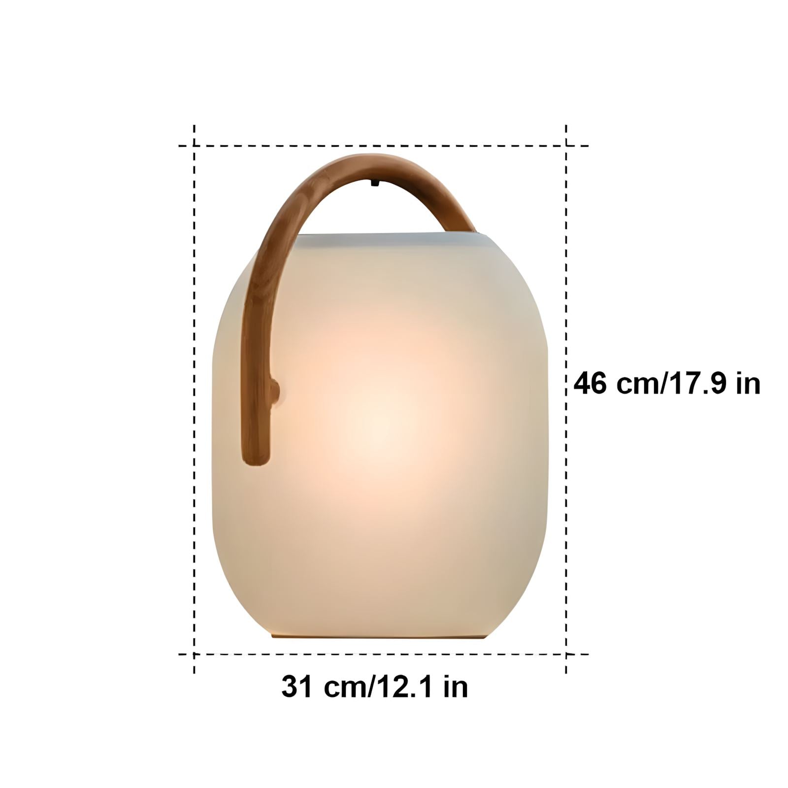 Solar Portable Outdoor Lantern Frosted Globe Warm White Gold Handle — Small Large