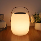 Solar Portable Outdoor Lantern Frosted Globe Warm White Gold Handle — Small Large