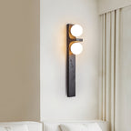 Asymmetrical Travertine Wall Sconce Natural Stone LED Warm Light Bedroom Living Room — Warm Cool