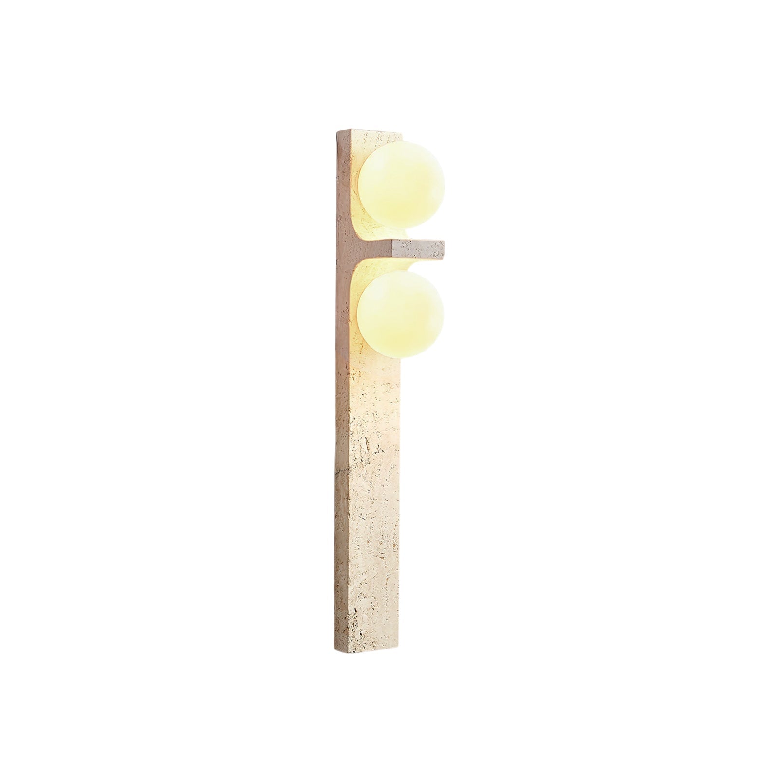 Asymmetrical Travertine Wall Sconce Natural Stone LED Warm Light Bedroom Living Room — Warm Cool