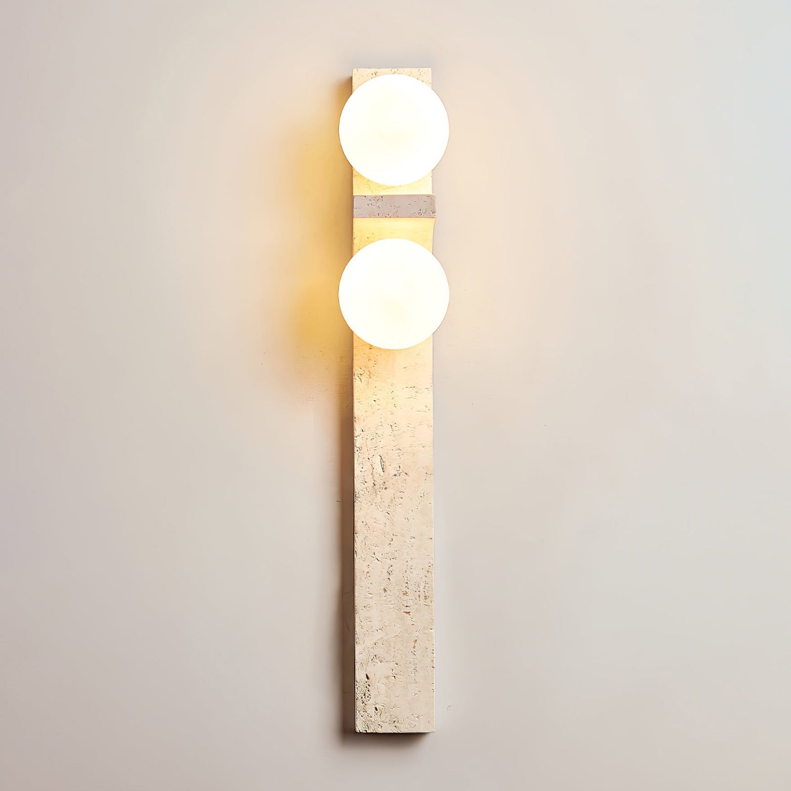 Asymmetrical Travertine Wall Sconce Natural Stone LED Warm Light Bedroom Living Room — Warm Cool