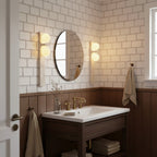 Asymmetrical Travertine Wall Sconce Natural Stone LED Warm Light Bedroom Living Room — Warm Cool