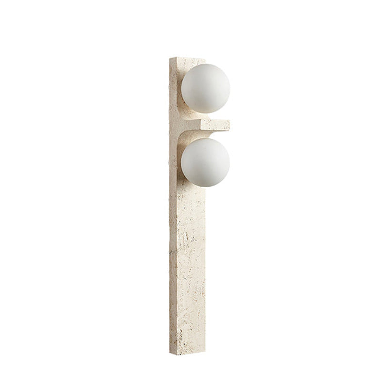 Asymmetrical Travertine Wall Sconce Natural Stone LED Warm Light Bedroom Living Room — Warm Cool