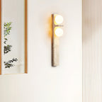Asymmetrical Travertine Wall Sconce Natural Stone LED Warm Light Bedroom Living Room — Warm Cool