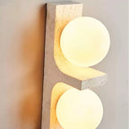 Asymmetrical Travertine Wall Sconce Natural Stone LED Warm Light Bedroom Living Room — Warm Cool