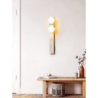 Asymmetrical Travertine Wall Sconce Natural Stone LED Warm Light Bedroom Living Room — Warm Cool
