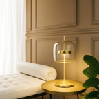 Stained Glass Table Lamp Gold Iron Base Dimmable Bedside Dining Room — Smoke Grey Amber Transparent