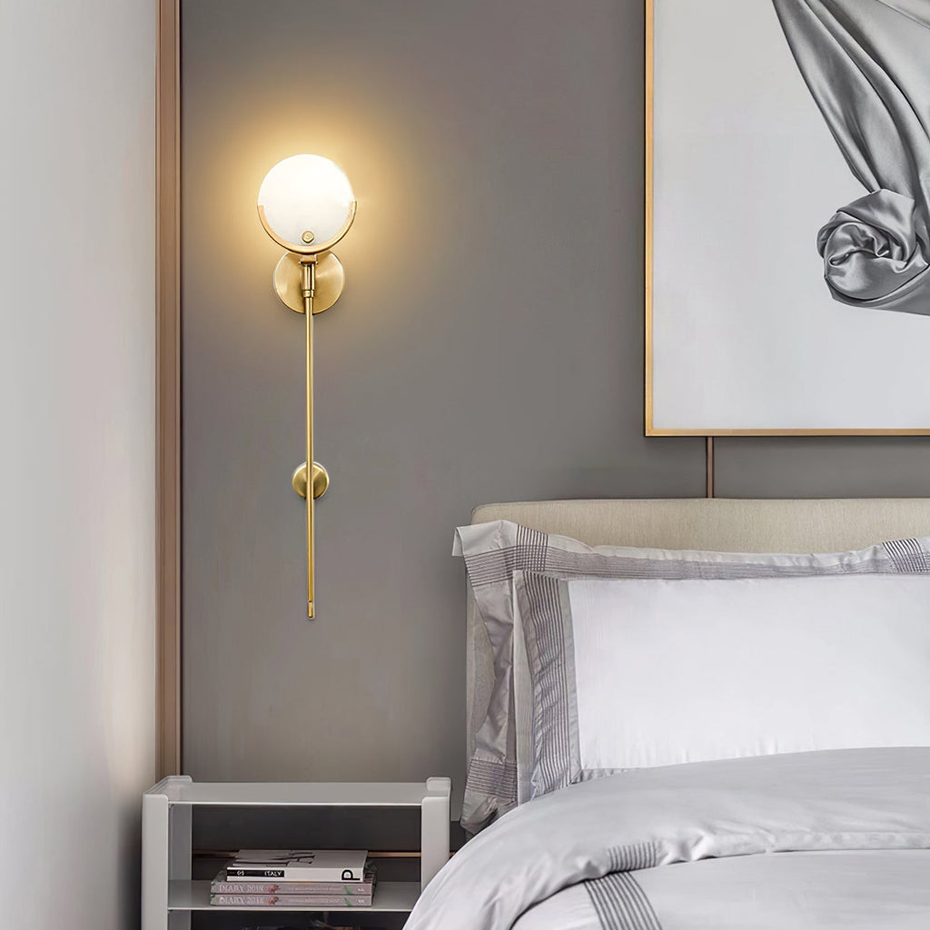 Bravi Brass Wall Sconce with Alabaster Shade
