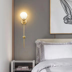 Bravi Brass Wall Sconce with Alabaster Shade