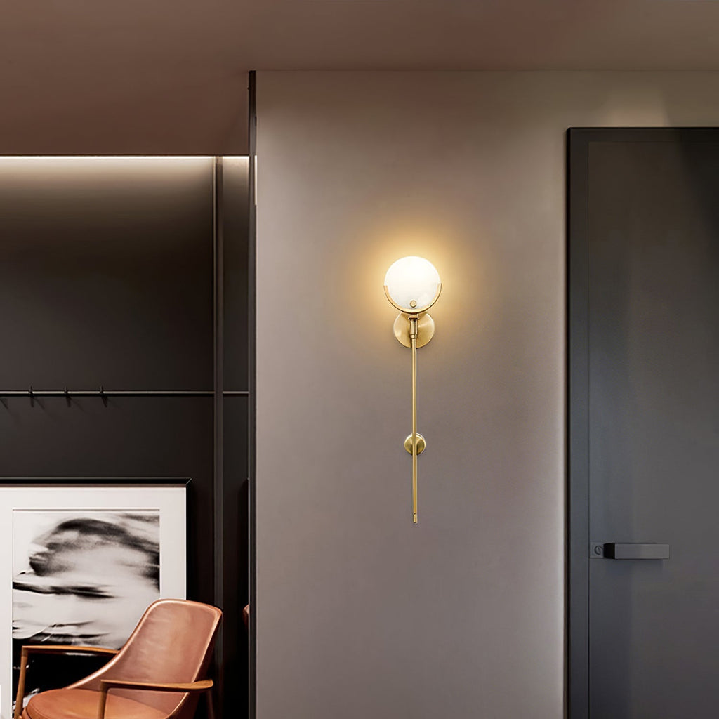 Bravi Brass Wall Sconce with Alabaster Shade