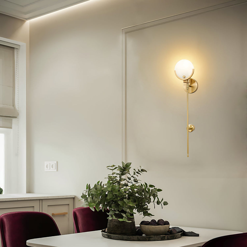 Bravi Brass Wall Sconce with Alabaster Shade