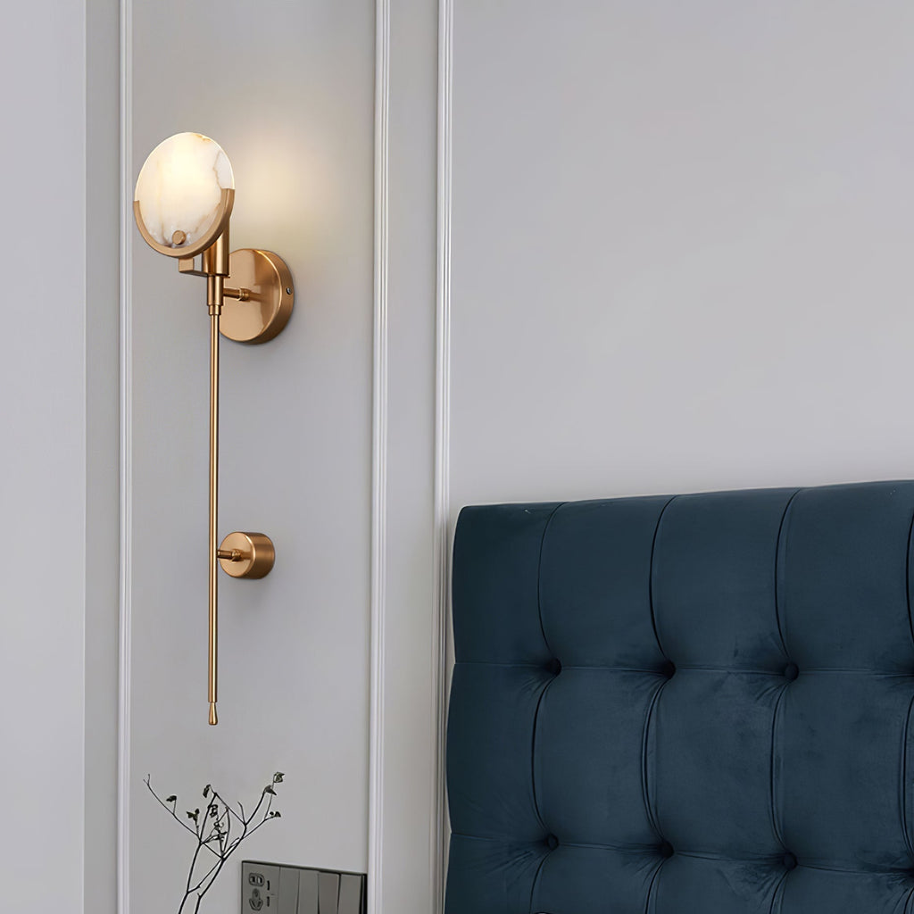 Bravi Brass Wall Sconce with Alabaster Shade