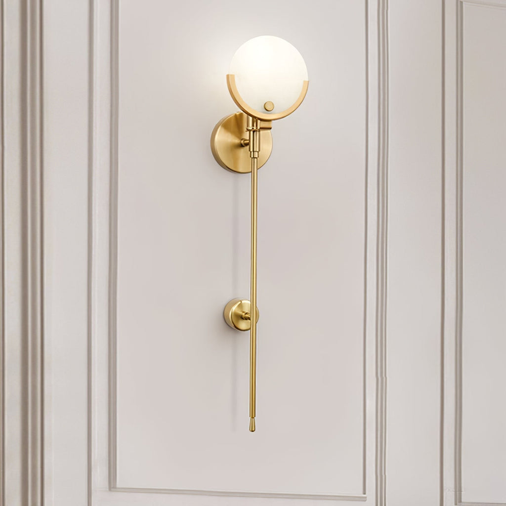 Bravi Brass Wall Sconce with Alabaster Shade