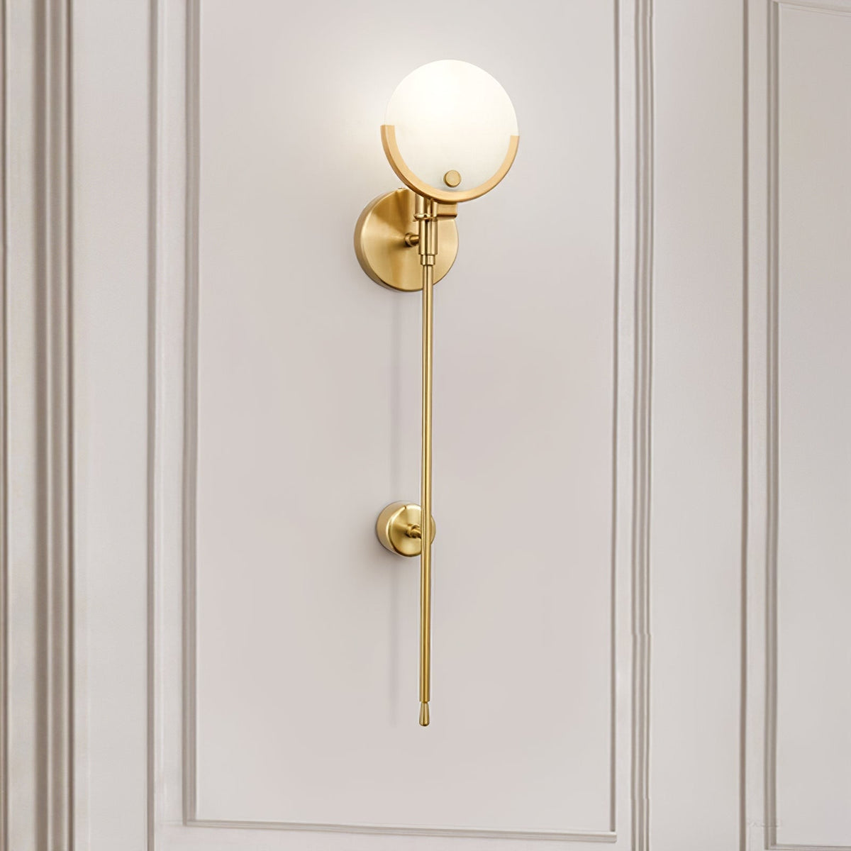 Bravi Brass Wall Sconce with Alabaster Shade