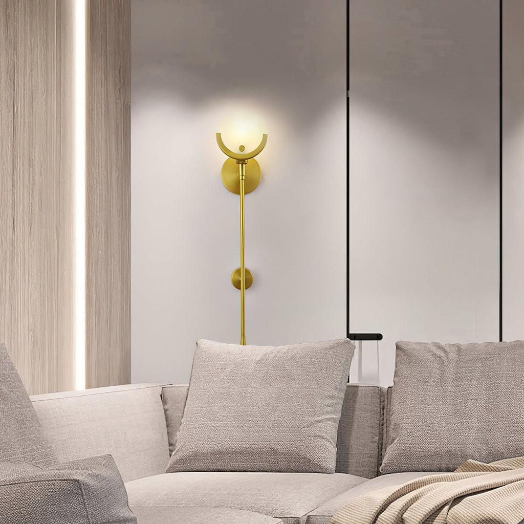 Bravi Brass Wall Sconce with Alabaster Shade
