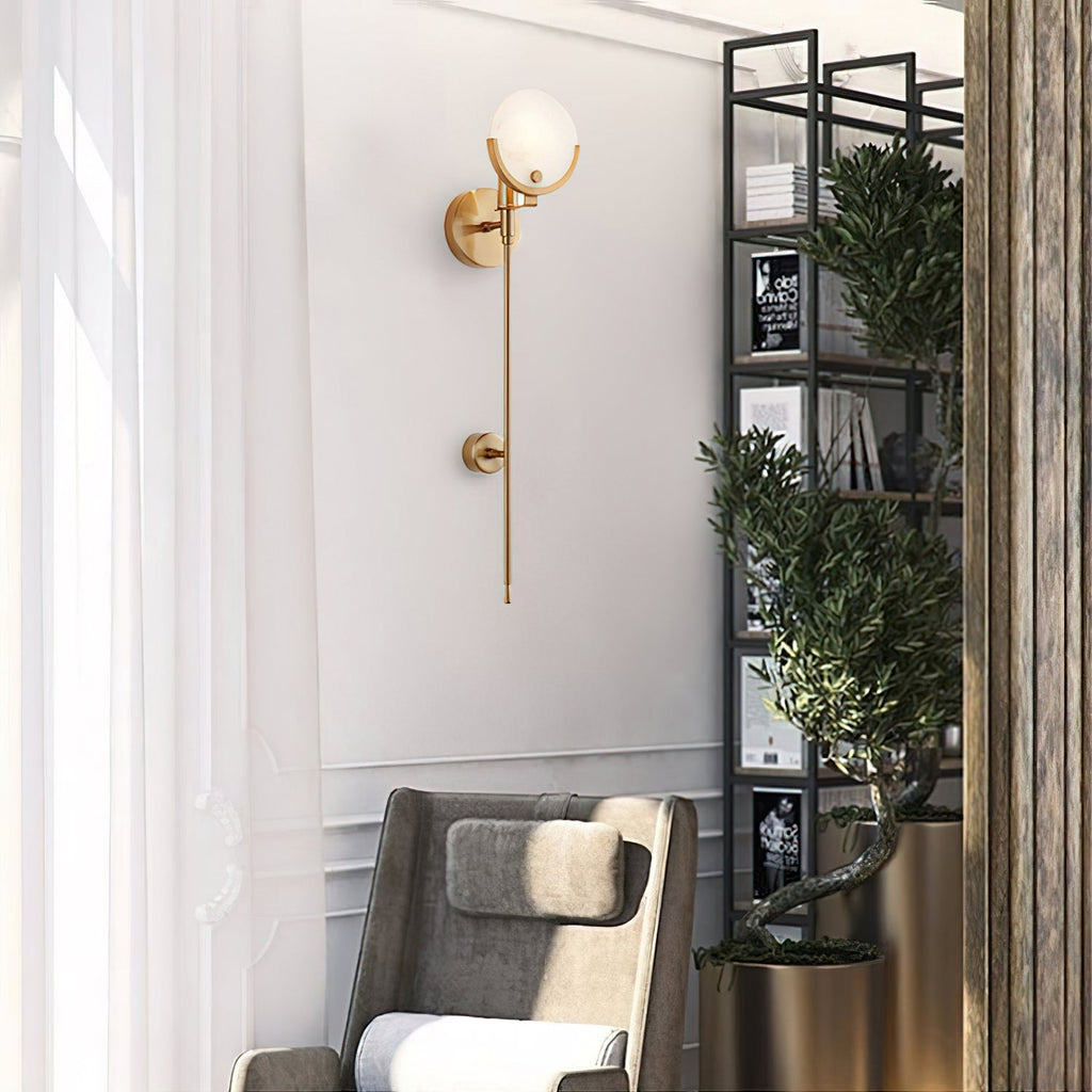 Bravi Brass Wall Sconce with Alabaster Shade