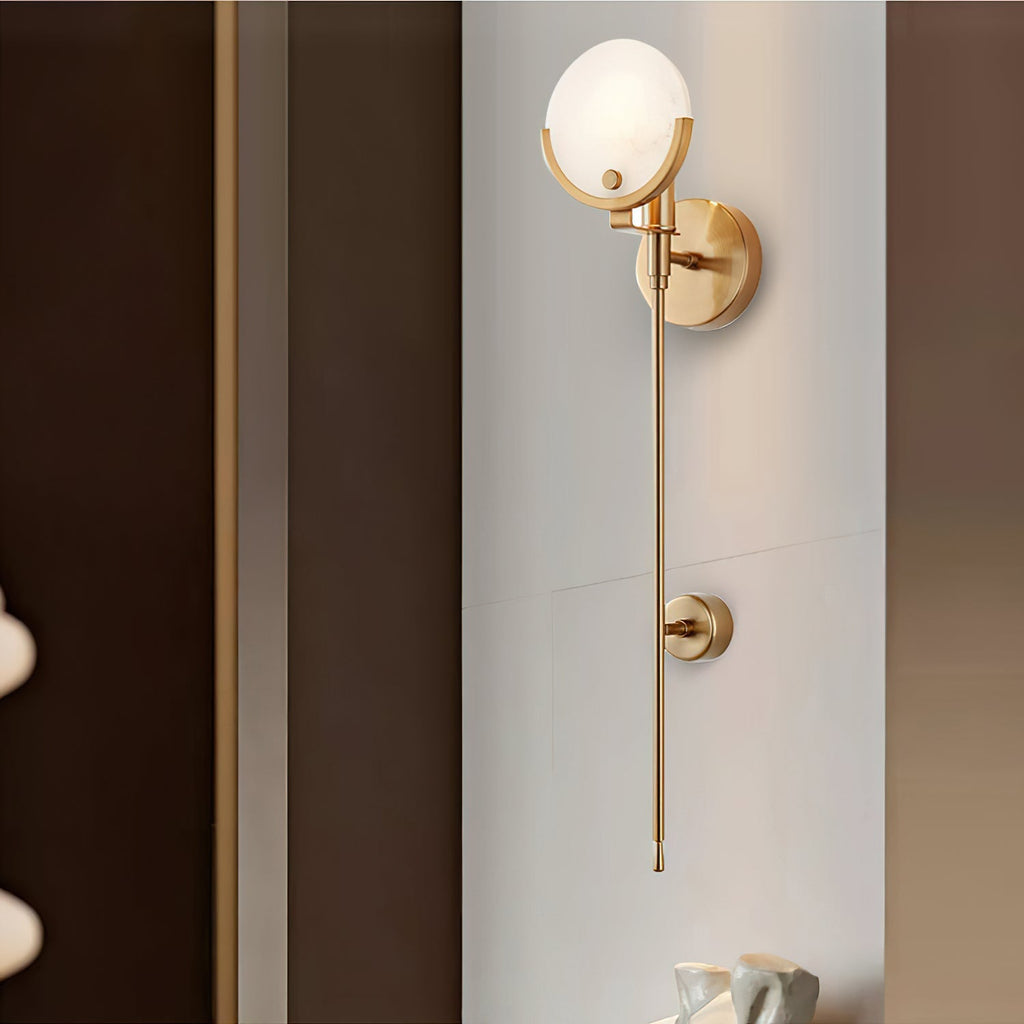 Bravi Brass Wall Sconce with Alabaster Shade