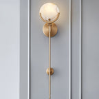 Bravi Brass Wall Sconce with Alabaster Shade