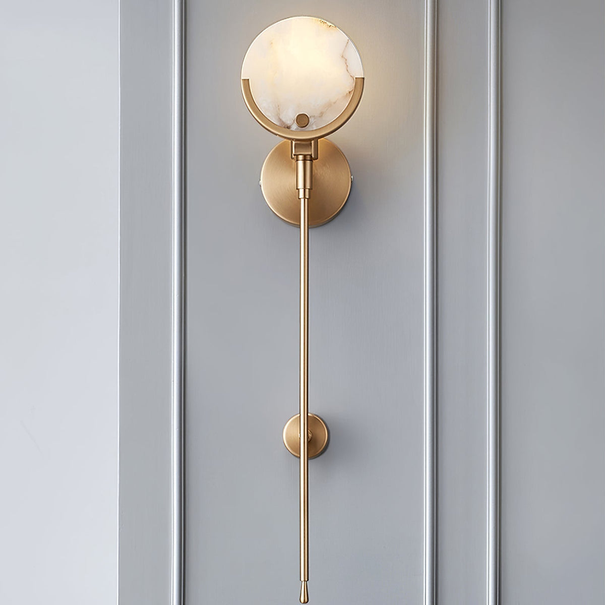 Bravi Brass Wall Sconce with Alabaster Shade