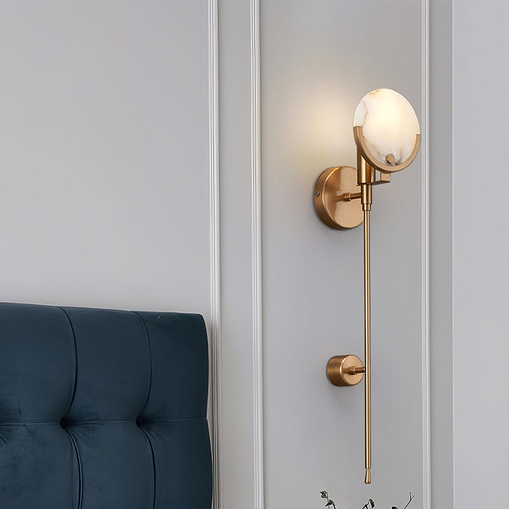 Bravi Brass Wall Sconce with Alabaster Shade