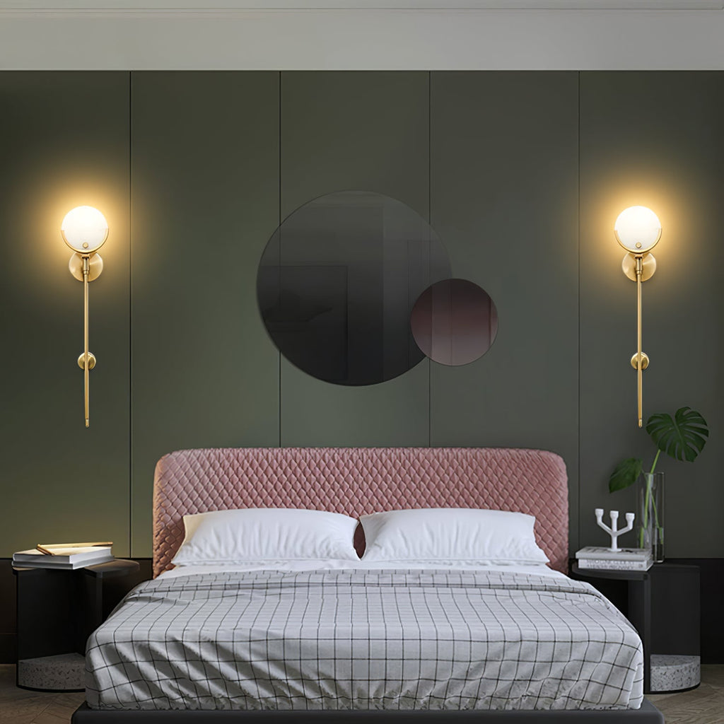 Bravi Brass Wall Sconce with Alabaster Shade