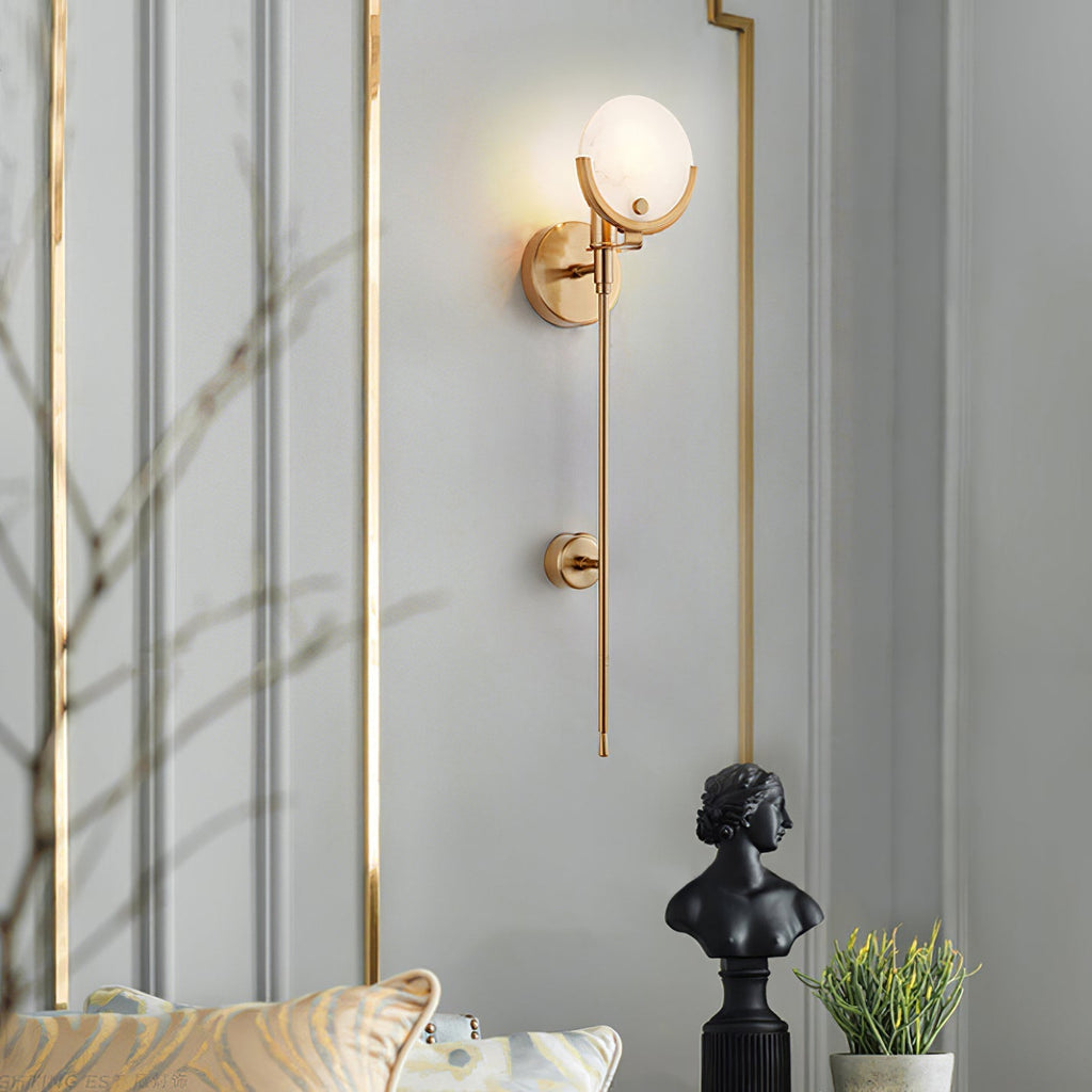 Bravi Brass Wall Sconce with Alabaster Shade