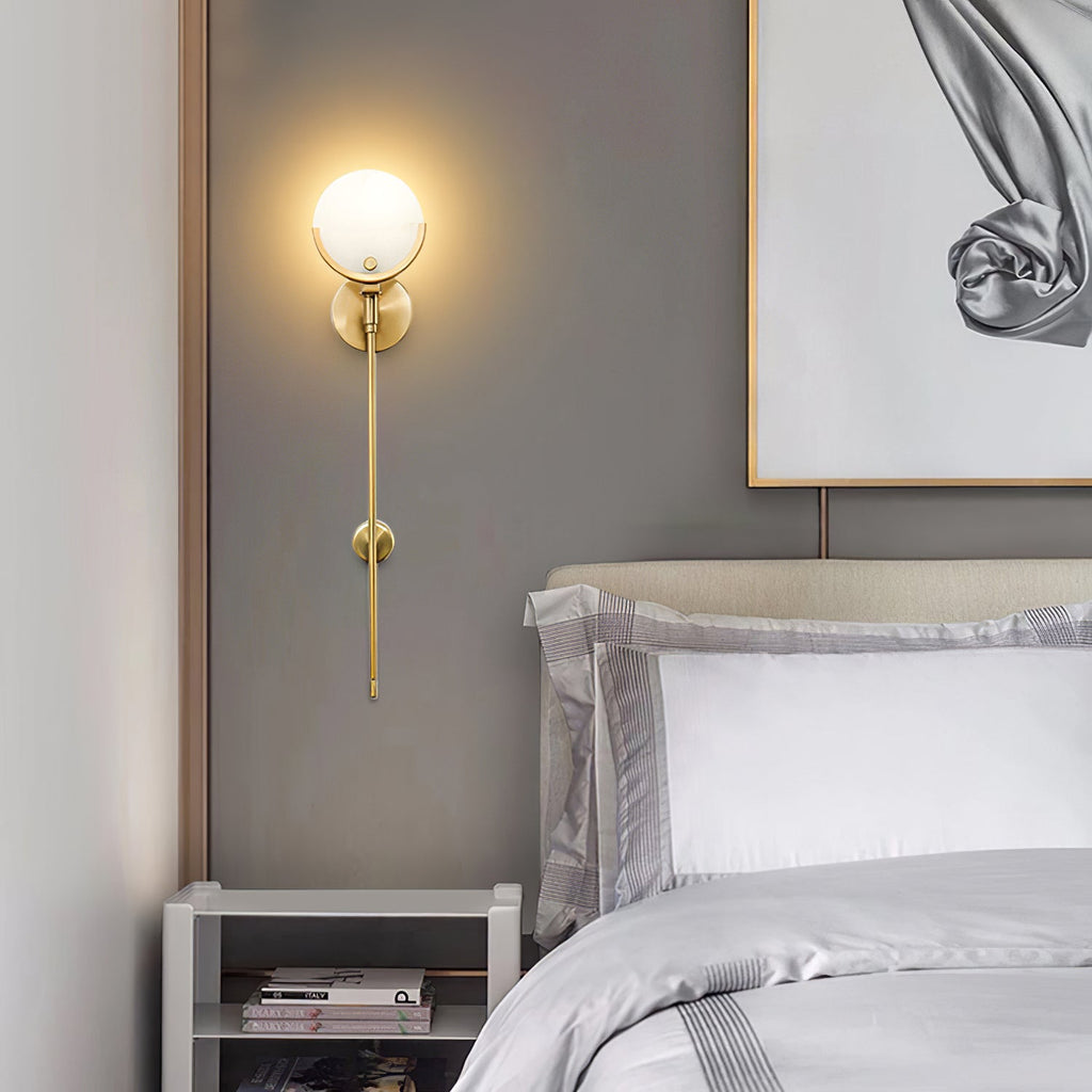 Bravi Brass Wall Sconce with Alabaster Shade