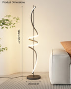 Dimmable Spiral Arc Floor Lamp Sculptural LED Warm White Living Room Bedroom — 3 Finish Options