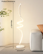 Dimmable Spiral Arc Floor Lamp Sculptural LED Warm White Living Room Bedroom — 3 Finish Options