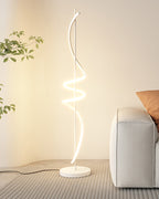 Dimmable Spiral Arc Floor Lamp Sculptural LED Warm White Living Room Bedroom — 3 Finish Options