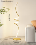 Dimmable Spiral Arc Floor Lamp Sculptural LED Warm White Living Room Bedroom — 3 Finish Options