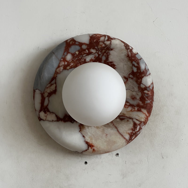 Orli Marble Wall Sconce Natural Stone LED Bedroom Living Room — Multiple Stone Selections